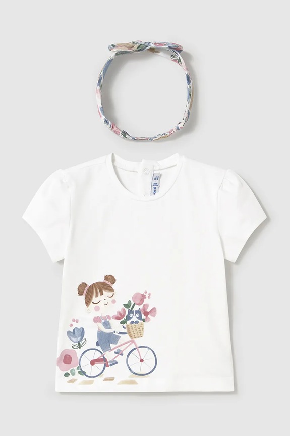 Mayoral t-shirt dziecięcy nadruk biały 1044.4E.Baby.PPYA
