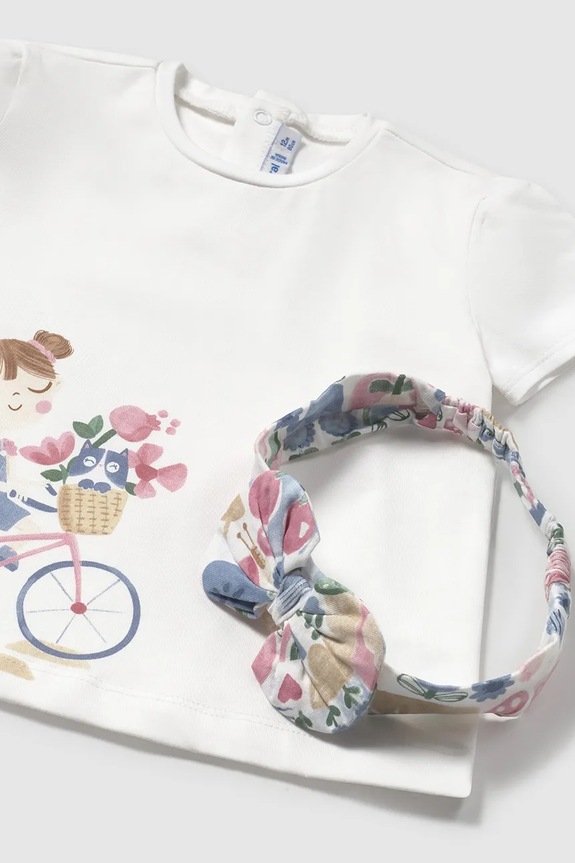 Dziewczynka Mayoral t-shirt dziecięcy 1044.4E.Baby.PPYA biały