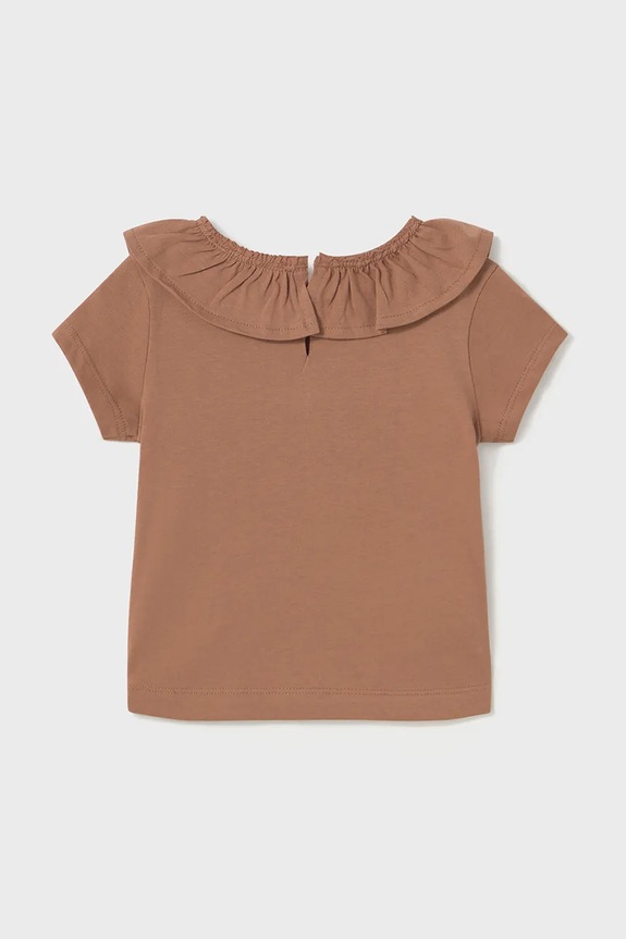 Mayoral t-shirt bawełniany dziecięcy 1045.4F.Baby.PPYA brązowy SS25