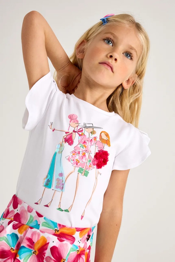 Mayoral t-shirt dziecięcy z elastanem różowy 3004.6D.Mini.PPYA