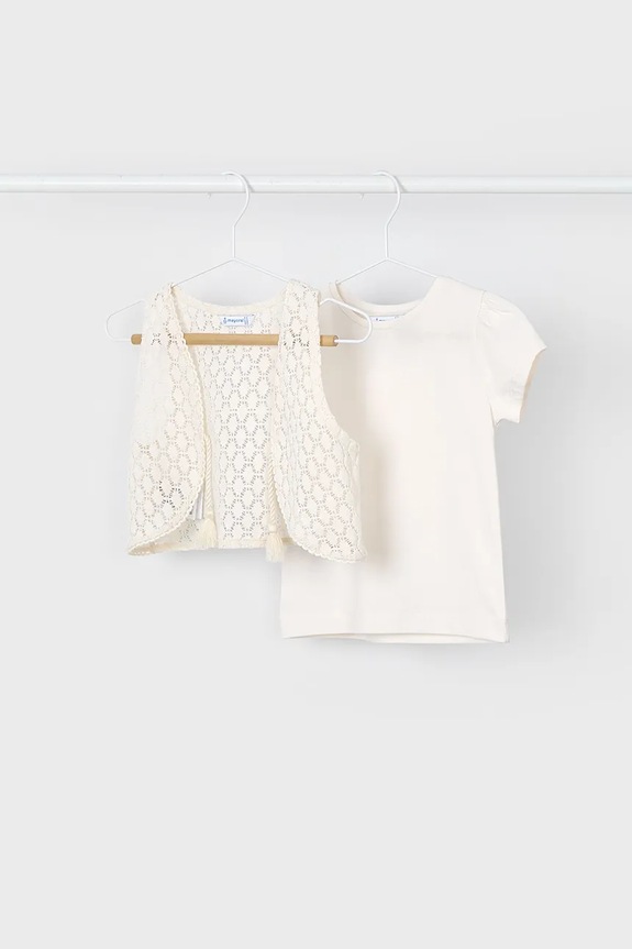 Otroška bombažna kratka majica Mayoral 3007.6G.Mini.PPYA bež SS25