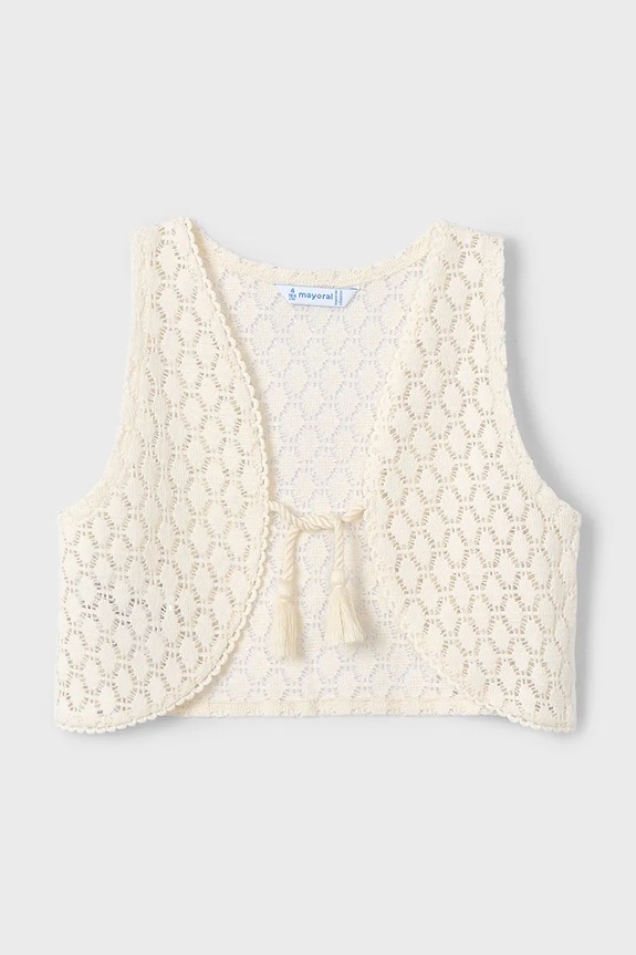 Deklice Otroška bombažna kratka majica Mayoral 3007.6G.Mini.PPYA bež