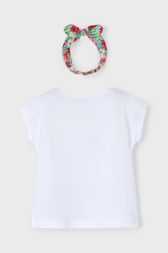 Mayoral t-shirt bawełniany dziecięcy 3009.6H.Mini.PPYA różowy SS25
