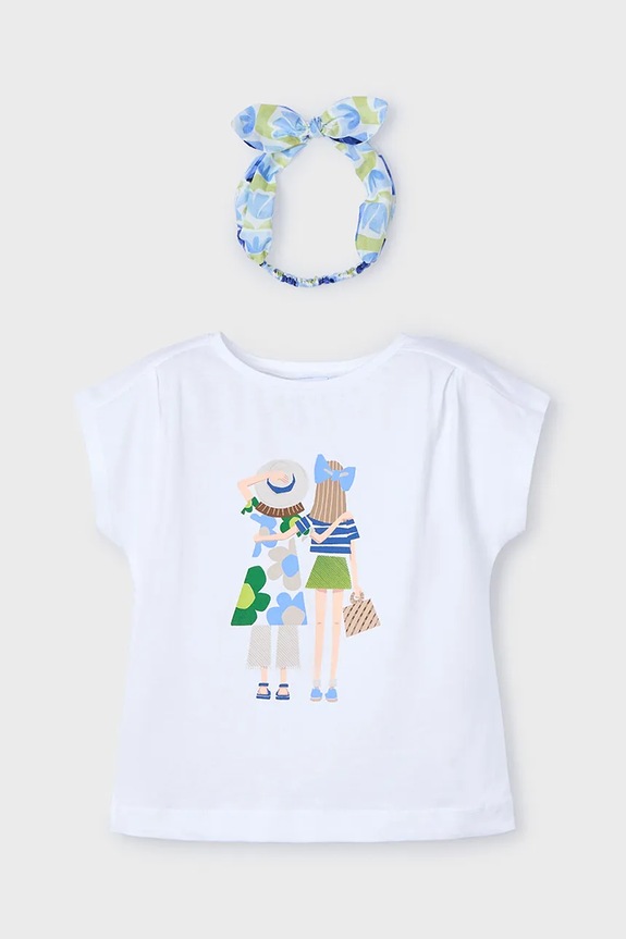 Mayoral t-shirt bawełniany dziecięcy nadruk niebieski 3009.6H.Mini.PPYA