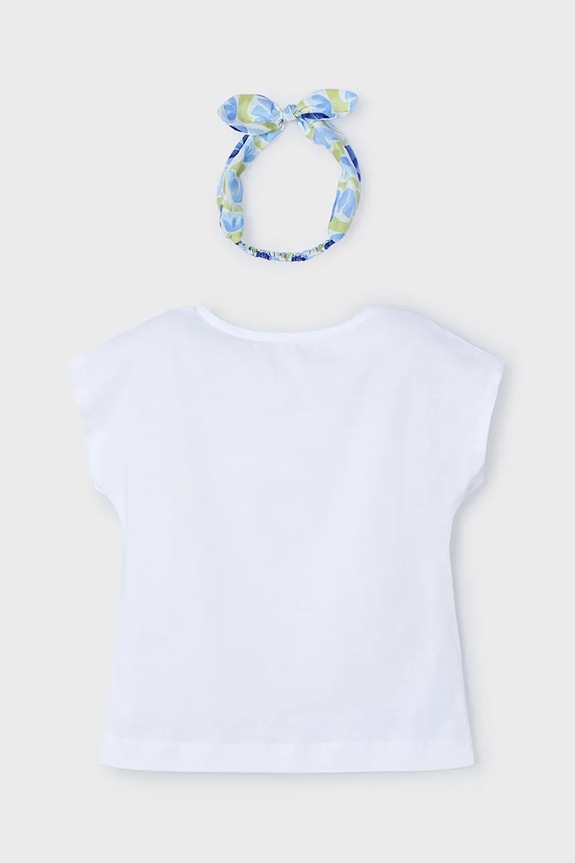 Mayoral t-shirt bawełniany dziecięcy 3009.6H.Mini.PPYA niebieski SS25