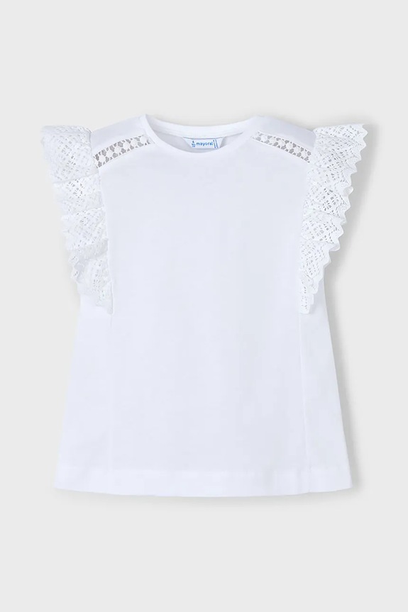Mayoral t-shirt bawełniany dziecięcy 3010.6J.Mini.PPYA biały SS25