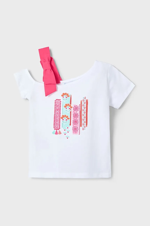 Παιδικό βαμβακερό μπλουζάκι Mayoral 3011.6K.Mini.PPYA ροζ SS25