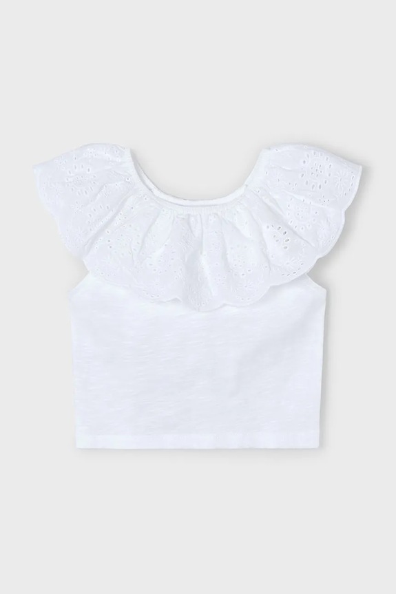 Mayoral tricou de bumbac pentru copii 3012.6K.Mini.PPYA alb SS25