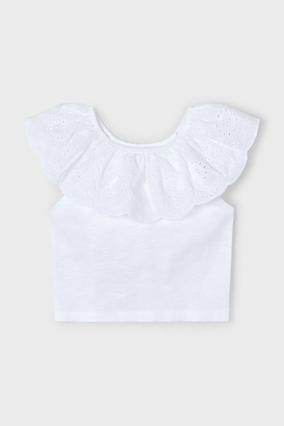 Mayoral tricou de bumbac pentru copii 3012.6K.Mini.PPYA alb SS25