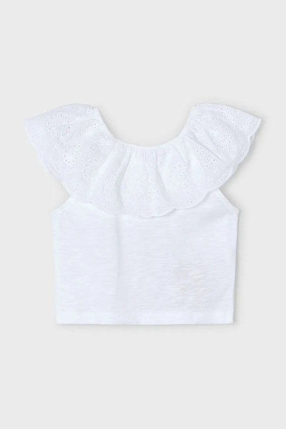 Fete Mayoral tricou de bumbac pentru copii 3012.6K.Mini.PPYA alb