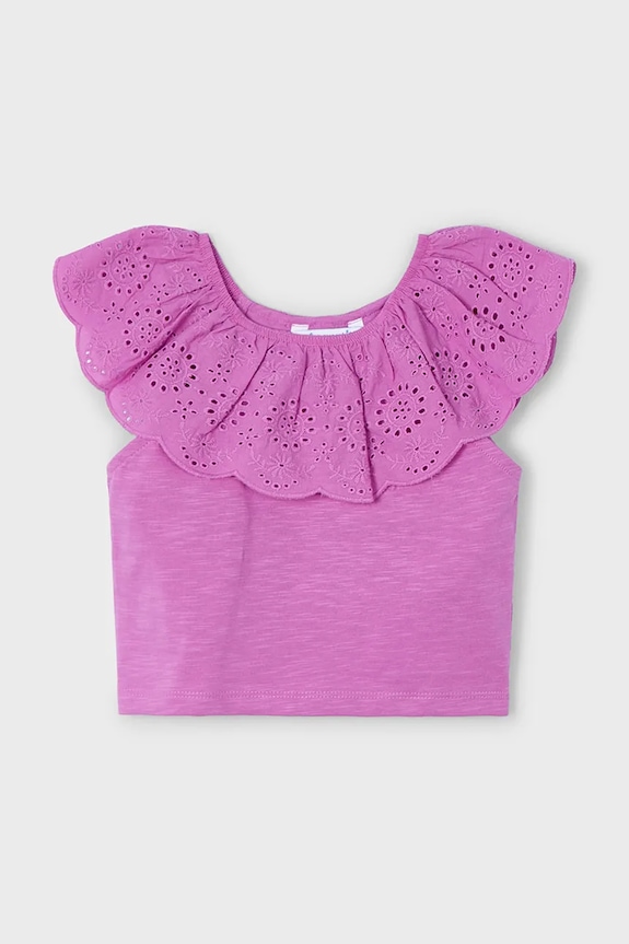 Mayoral tricou de bumbac pentru copii 3012.6K.Mini.PPYA roz SS25