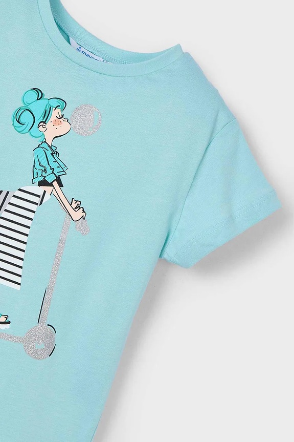 Mayoral t-shirt bawełniany dziecięcy turkusowy 3014.6R.Mini.PPYA