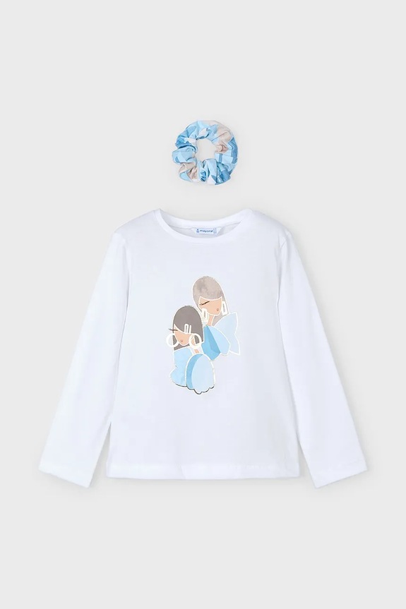 Mayoral longsleeve bawełniany dziecięcy 3016.6G.Mini.PPYA niebieski SS25