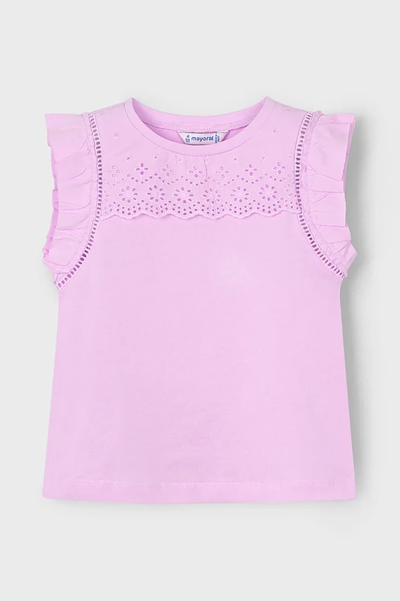 Mayoral t-shirt bawełniany dziecięcy aplikacja różowy 3020.6L.Mini.PPYA