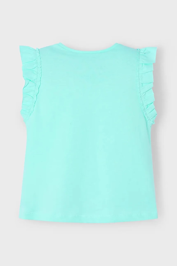 Mayoral t-shirt bawełniany dziecięcy 3020.6L.Mini.PPYA turkusowy SS25