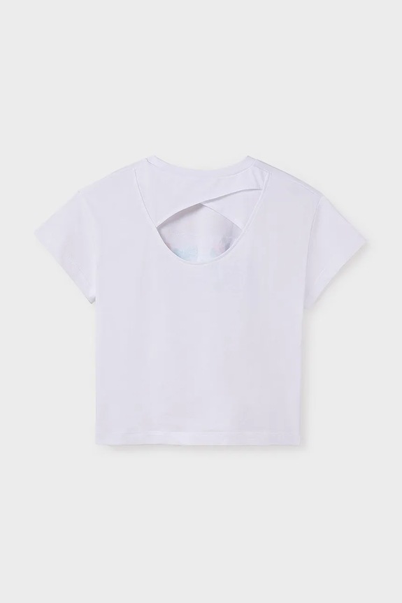 Mayoral t-shirt bawełniany dziecięcy 6030.8D.Junior.PPYA turkusowy SS25