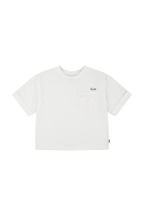 Dječja majica kratkih rukava Levi's ROLL CUFF MEET AND GREET T okrugli bijela 4EM166