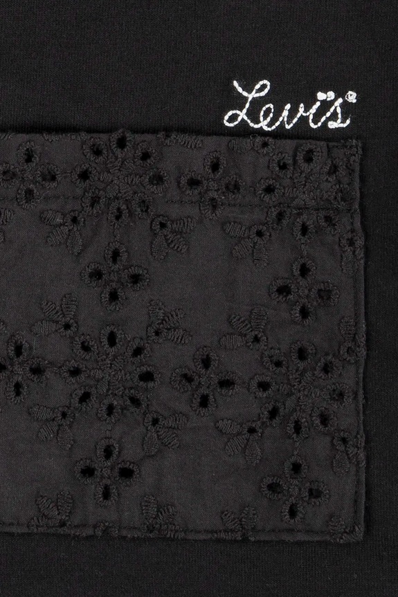 Dziewczynka Levi's t-shirt dziecięcy ROLL CUFF MEET AND GREET T 4EM166 czarny