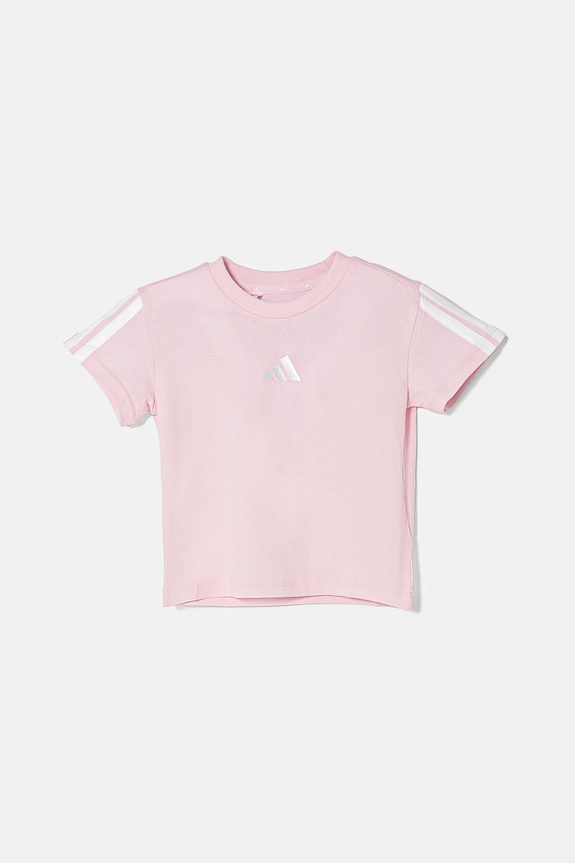 Dječja pamučna majica kratkih rukava adidas JF3678 roza SS25