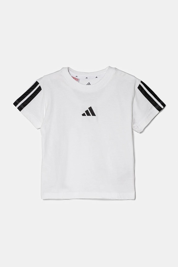 Dječja pamučna majica kratkih rukava adidas JJ0945 bijela SS25