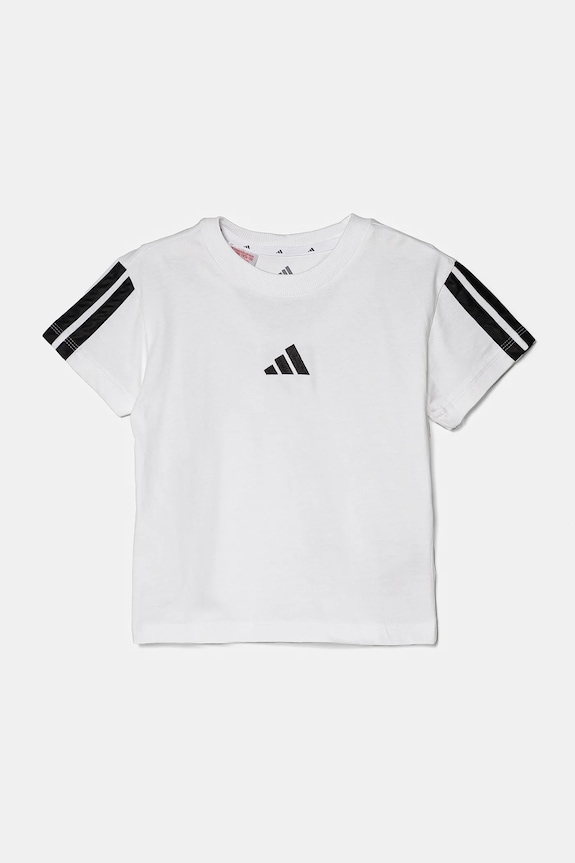 Dječja pamučna majica kratkih rukava adidas JJ0945 bijela SS25