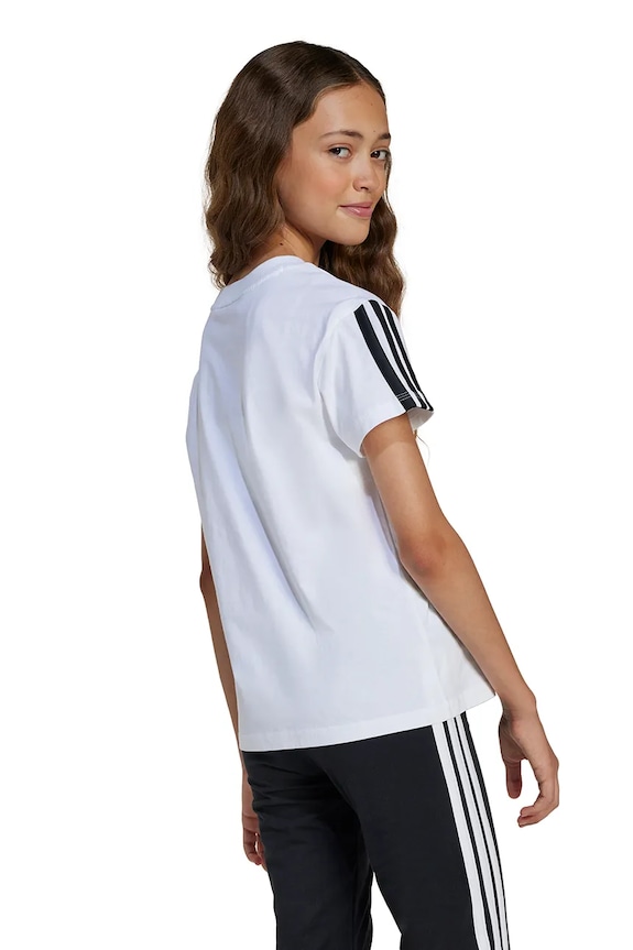 Dječja pamučna majica kratkih rukava adidas JJ0945 bijela