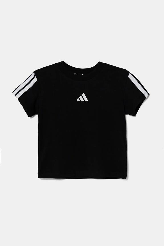 Dječja pamučna majica kratkih rukava adidas JJ0946 crna SS25