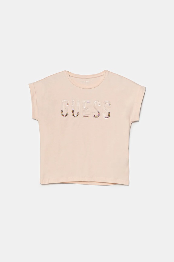 Guess tricou copii imprimeu roz J5GI09.K6YW4.PPYA