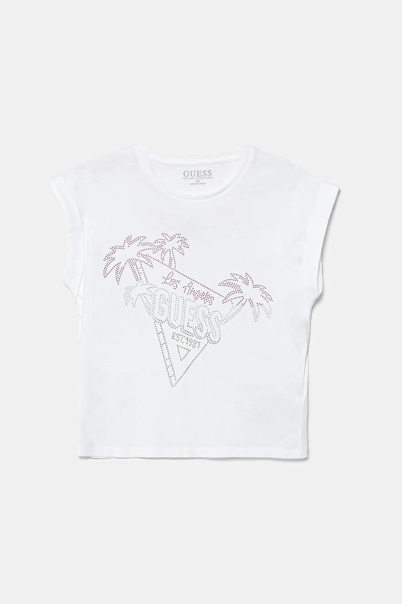 Guess tricou din bumbac pentru copii imprimeu alb J5GI32.K8HM4.PPYA
