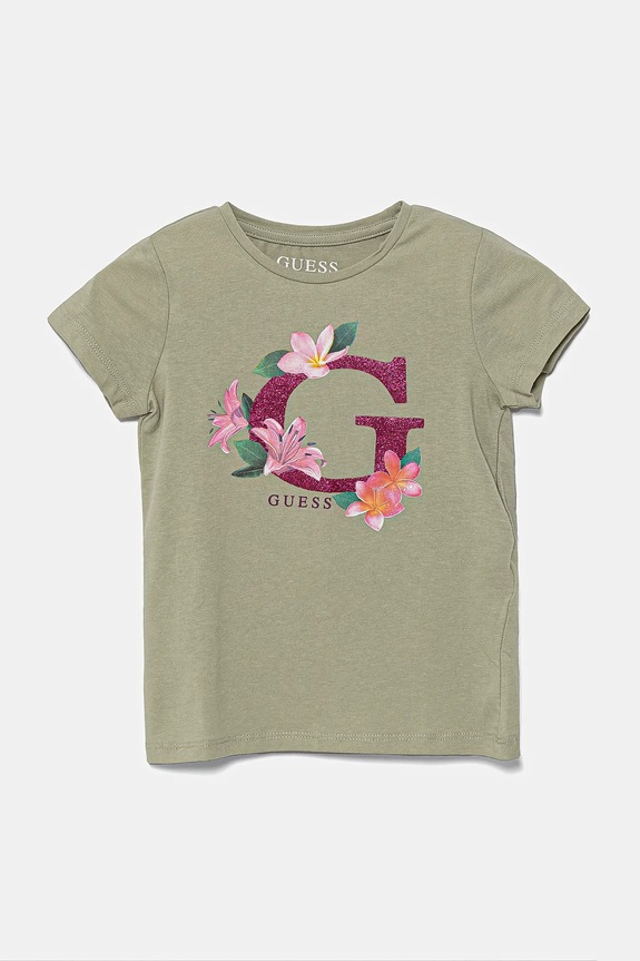 Guess t-shirt dziecięcy z elastanem zielony K5GI08.K6YW4.PPYA
