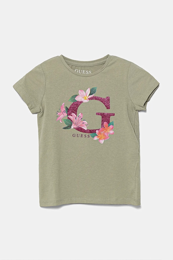 Guess t-shirt dziecięcy z elastanem zielony K5GI08.K6YW4.PPYA