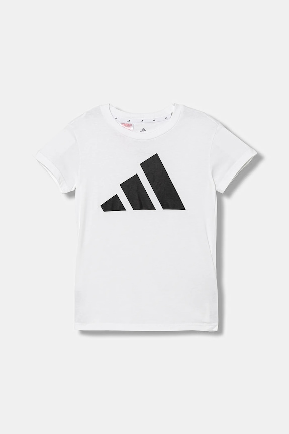 Dječja pamučna majica kratkih rukava adidas print bijela JC9627