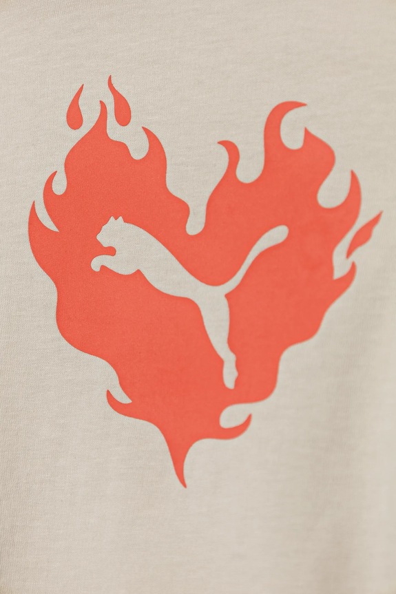 Dievča Detské bavlnené tričko Puma FLAMING LOVE Knotted Tee 685108.G béžová