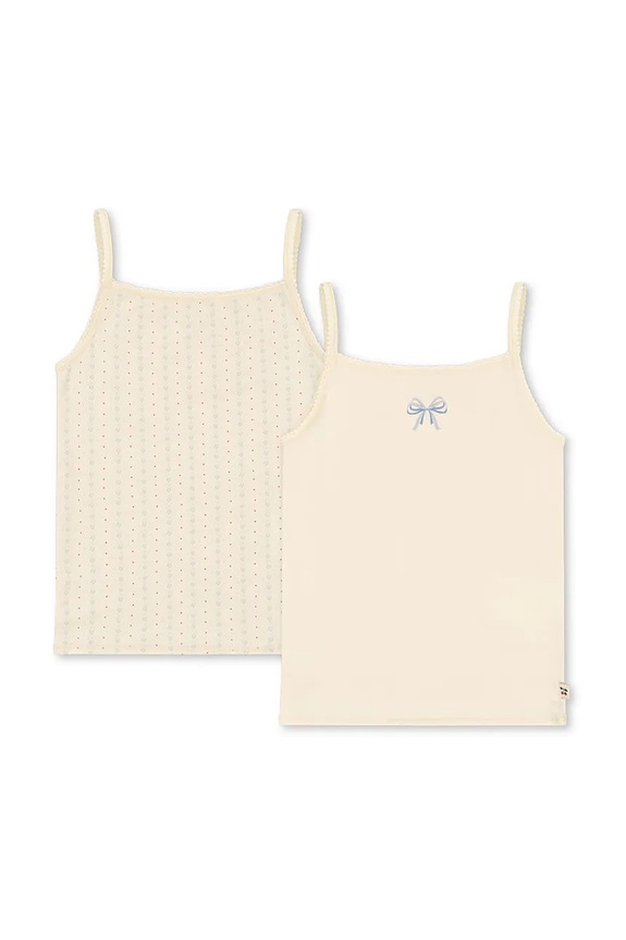 Konges Sløjd top dziecięcy BASIC 2 PACK STRAP TOP GOTS 2-pack wzorzyste beżowy KS102256