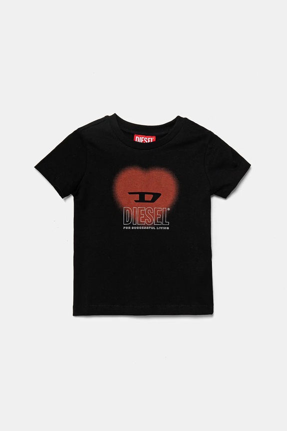 Diesel t-shirt bawełniany dziecięcy TCUORE T-SHIRT nadruk czarny J02233