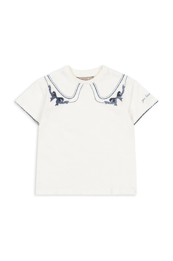 Konges Sløjd maglietta da bambino in misto lino ERA TEE OCS misto lino bianco KS103194