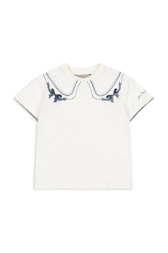 Konges Sløjd maglietta da bambino in misto lino ERA TEE OCS misto lino bianco KS103194
