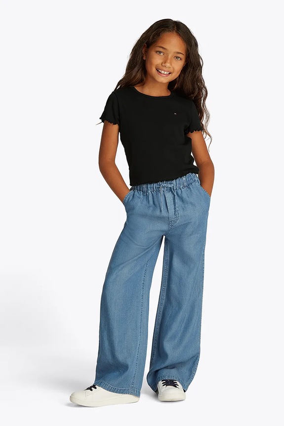Dětské tričko Tommy Hilfiger s elastanem černá KG0KG08590.PPYA