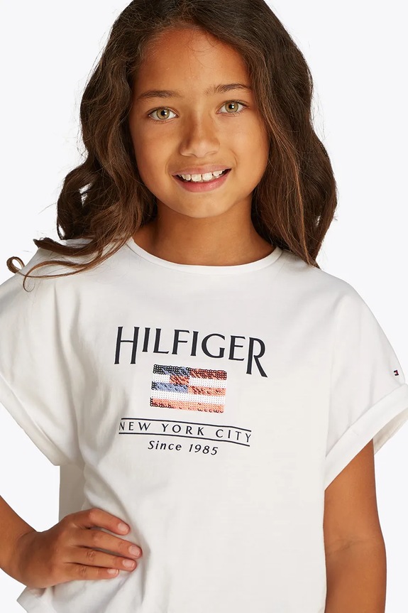 Tommy Hilfiger tricou de bumbac pentru copii print alb KG0KG08525.104.122.PPYA