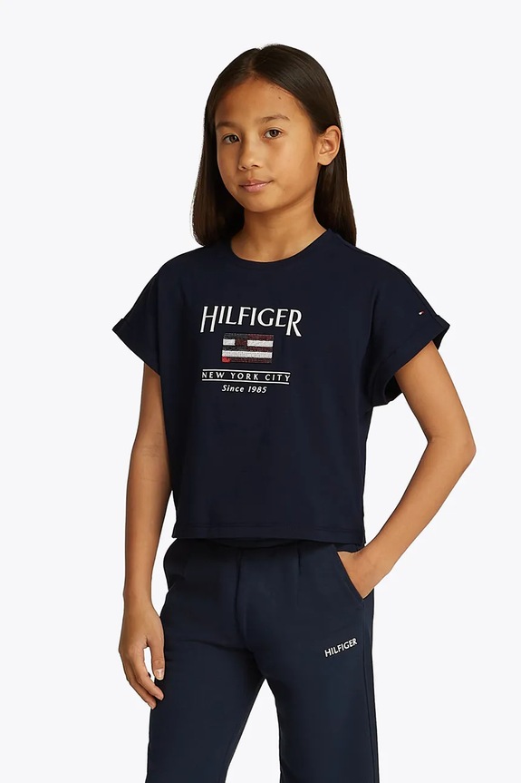 Tommy Hilfiger t-shirt bawełniany dziecięcy nadruk granatowy KG0KG08525.104.122.PPYA