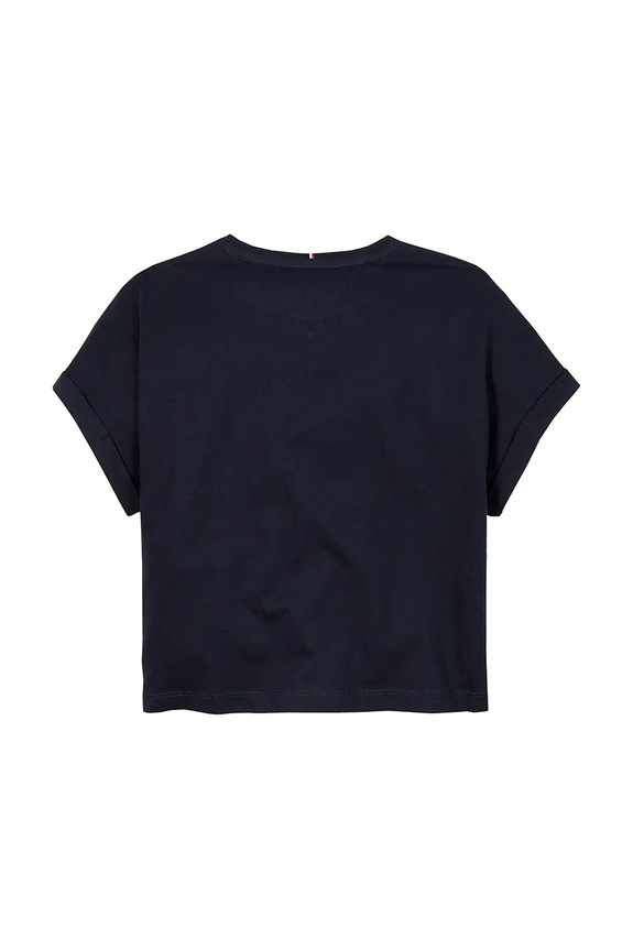 Dziewczynka Tommy Hilfiger t-shirt bawełniany dziecięcy KG0KG08525.104.122.PPYA granatowy