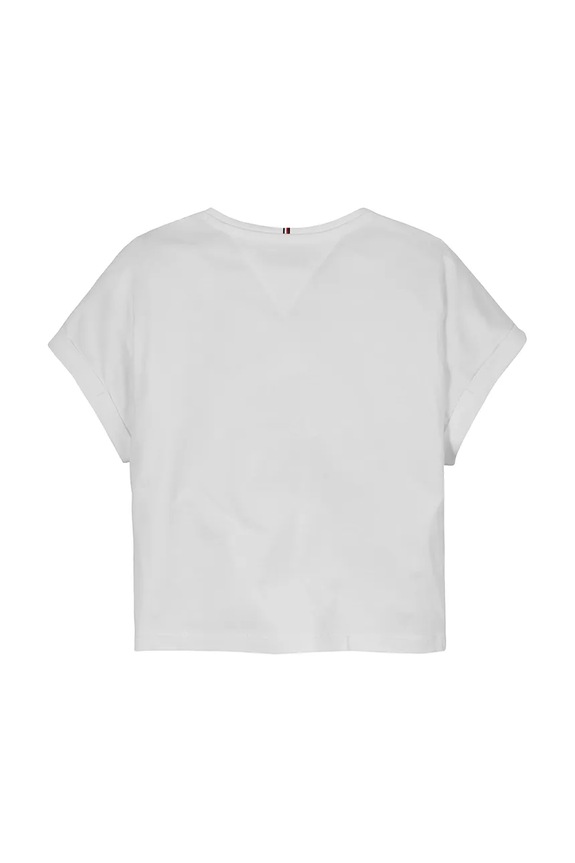 Deklice Otroška bombažna kratka majica Tommy Hilfiger KG0KG08525.128.176.PPYA bela