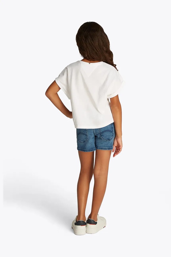Otroška bombažna kratka majica Tommy Hilfiger bela KG0KG08525.128.176.PPYA