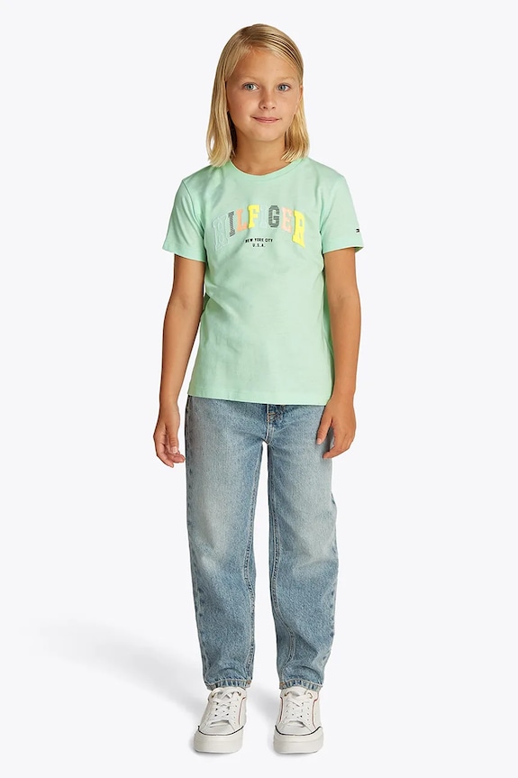 Dětské tričko Tommy Hilfiger kulatý zelená KG0KG08526.128.176.PPYA