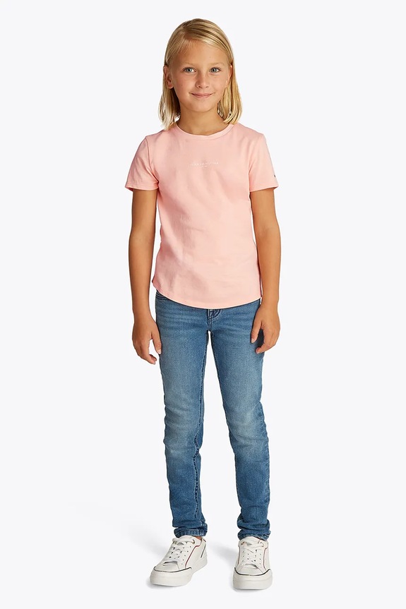 Tommy Hilfiger t-shirt bawełniany dziecięcy nadruk różowy KG0KG08527.98.122.PPYA