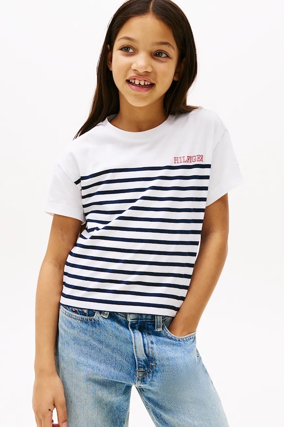 Dětské bavlněné tričko Tommy Hilfiger kulatý námořnická modř KG0KG08529.PPYA
