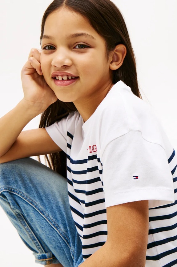 Dětské bavlněné tričko Tommy Hilfiger KG0KG08529.PPYA námořnická modř