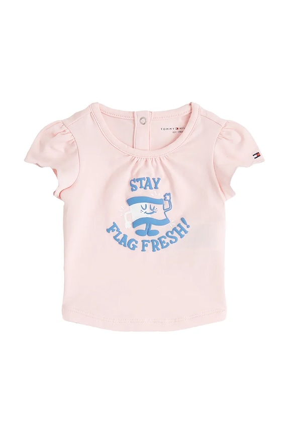 Tričko pre bábätko Tommy Hilfiger s elastanom ružová KN0KN02025.PPYA