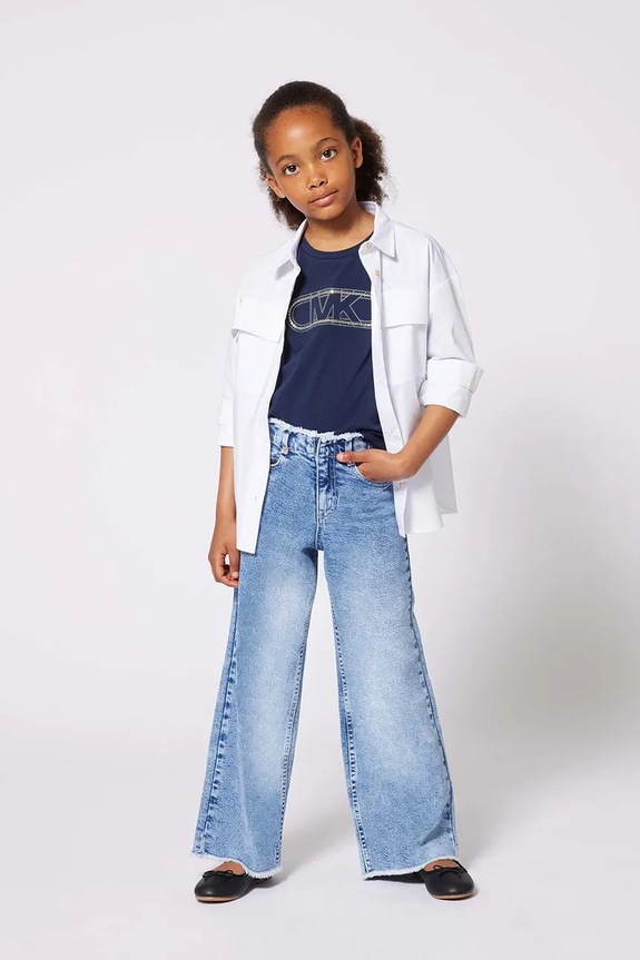 Παιδικό μπλουζάκι Michael Kors απλικέ σκούρο μπλε R30318.156