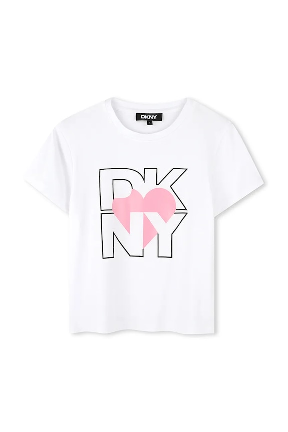 Dkny t-shirt dziecięcy z elastanem różowy D62305.114.150